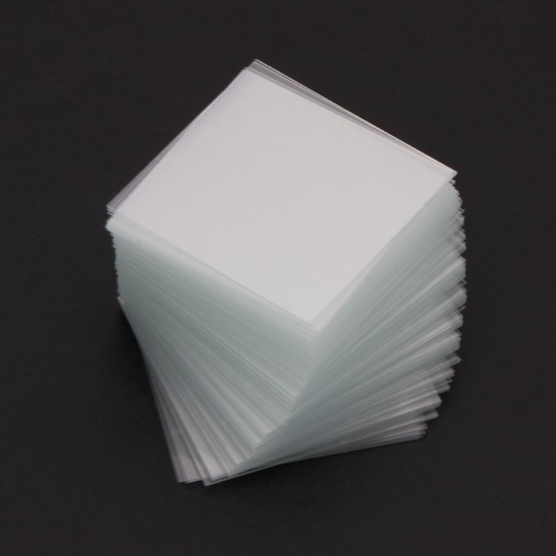 Portaobjetos de vidrio cuadrado transparente, Coverslips, para microscopio, instrumento óptico, 100 Uds.