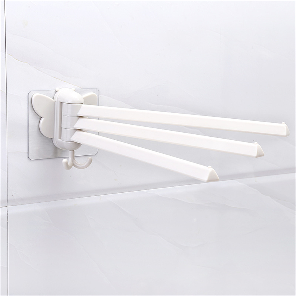 Creatieve Swivel Handdoekenrek Punch-Gratis Wandmontage Handdoek Opslag Houder Eenvoudige Installatie Boog Handdoek Stand Opvouwbare XHC88: WHITE