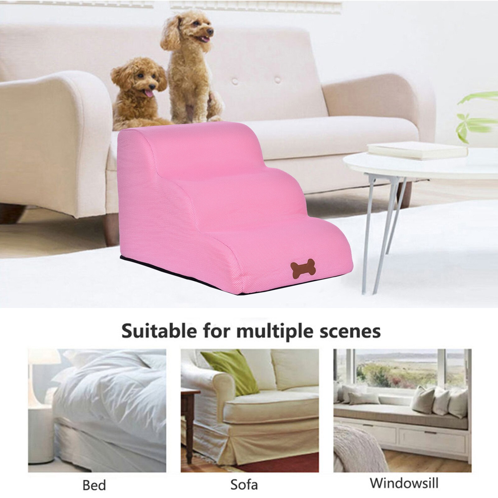 Dog Stairs Pet 3 Steps Stairs For Small Dog Cat Dog House Pet Ramp Ladder Anti-slip Removable Dogs Bed Stairs Pet There