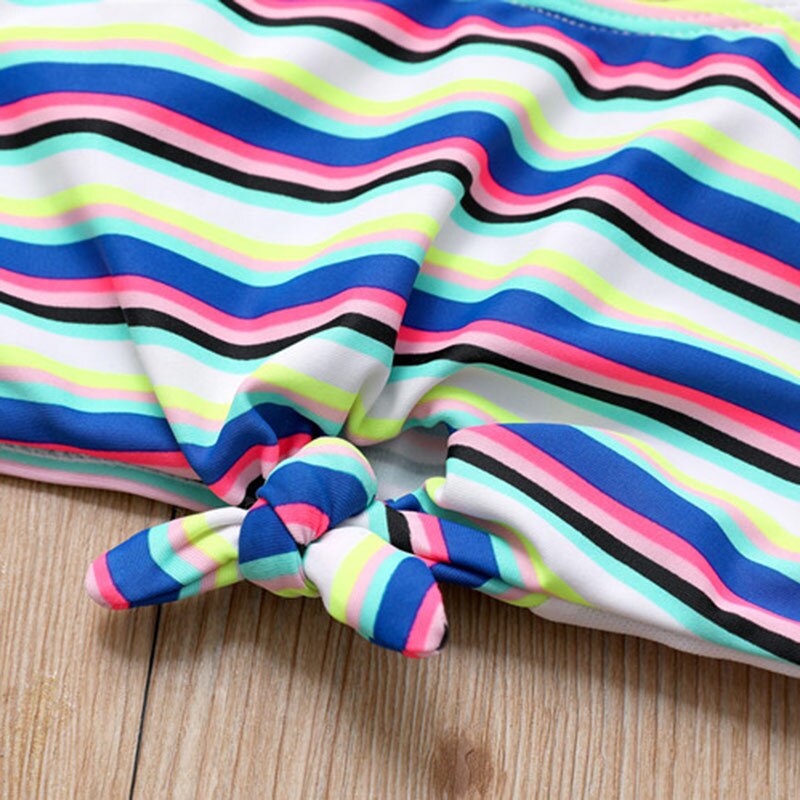 7-16 Years Teenager Girl Swimsuit Kids Striped Girl Bikini Bow Knot Two Piece Children Swimwear Big Girl Bathing Suit Swim Wear