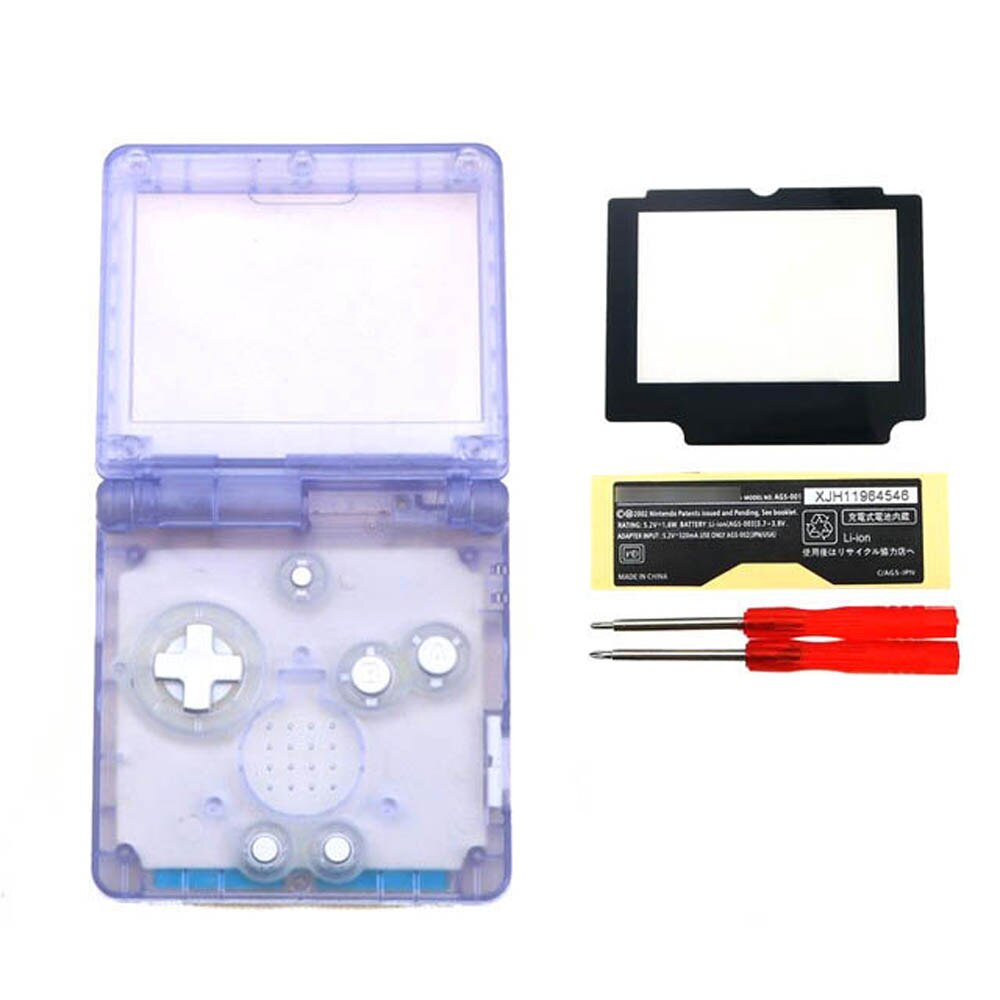 11colors 1set Clear For Nintend GBA SP Replacement Housing Shell Cover For GameBoy Advance SP with lens screwdrivers: G with plastic lens