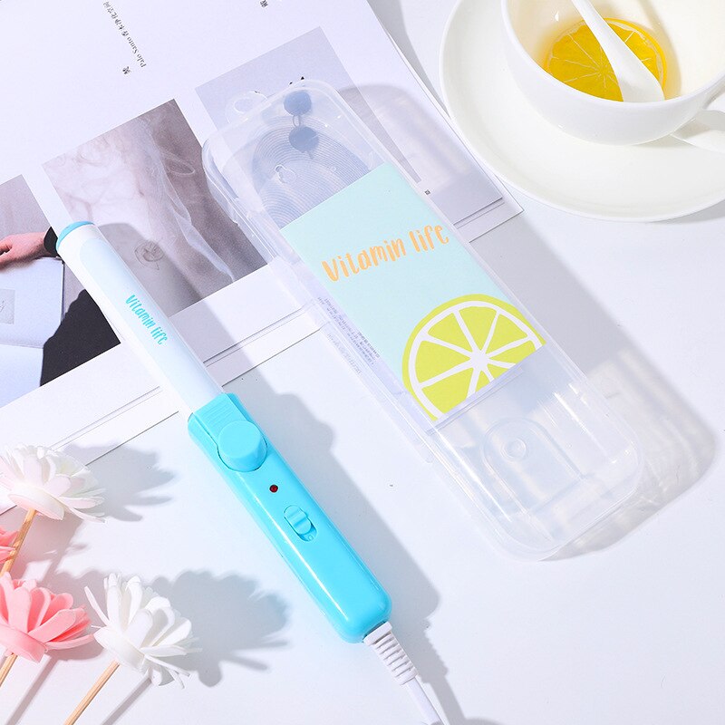 Mini palo para rizar el cabello con estampado de frutas, rizador de pelo eléctrico de pequeña potencia, herramientas de estilismo para el cabello