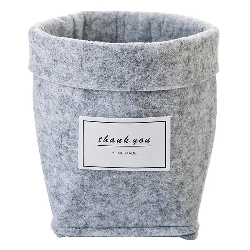 Nordic Storage Folding Flower Pot Felt Desktop Storage Fleshy Flower Pot table office and home decoration: Light Grey