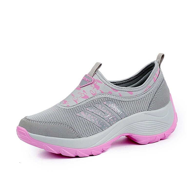 Zapatillas de plataforma WETRICS para Mujer, zapatillas deportivas de aumento Casual, Zapatos planos de malla transpirable, Zapatos vulcanizables, Zapatos Mujer: new pink sneakers / 8