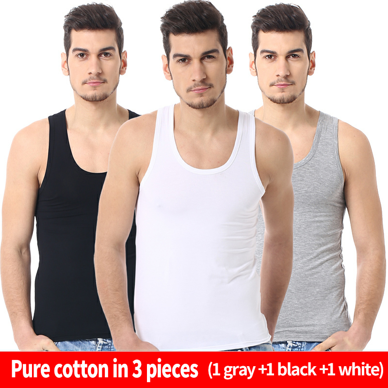 Paquete de 1/3 de chaleco Joker de algodón para hombres de las cuatro estaciones, camiseta deportiva de ajuste Simple para adolescentes, camisa informal sin mangas de mediana edad: XXXL / Azul cielo