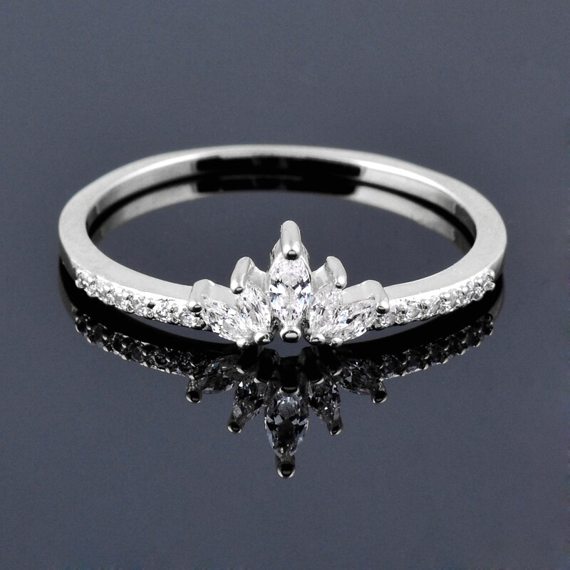 SINLEERY Romantic Princess Style Crystal Crown Rings Rose Gold Silver Color Women Engagement Party Jewelry JZ049 SSG