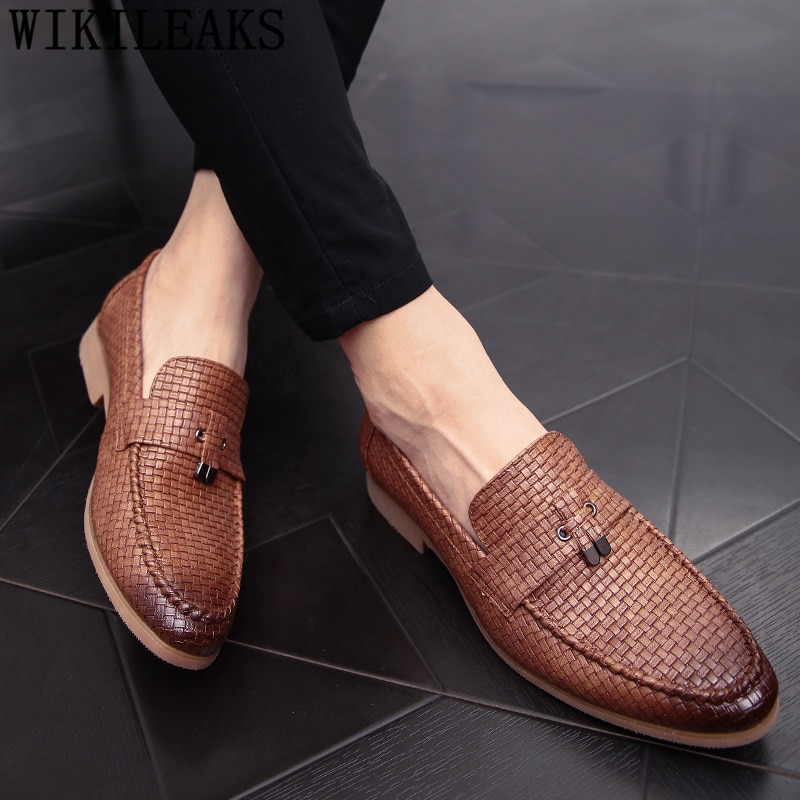Hommes chaussures habillées mocassins mariage costume chaussures hommes noir chaussures officielles pour hommes Coiffeur Sepatu sans lacet Pria Buty Meskie