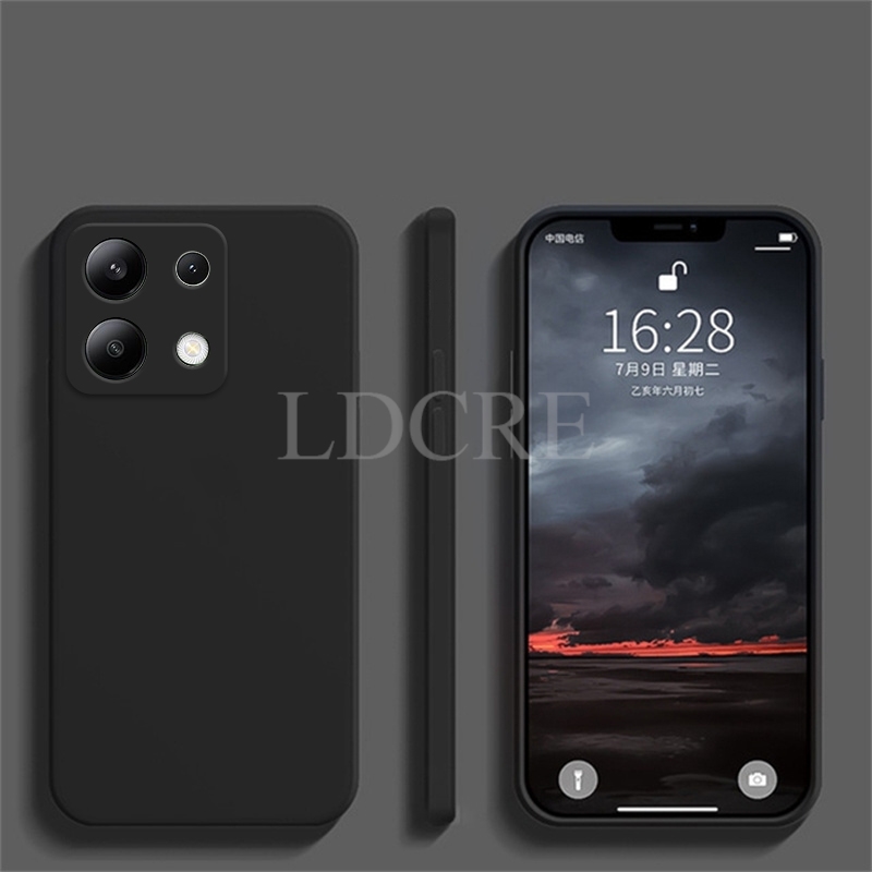 Para Xiaomi Redmi Note 13 funda de silicona líquida Redmi Note 13 Pro Plus funda protectora de TPU para teléfono Redmi Note 13: Lona / Negro
