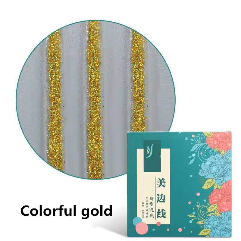 ,0.75Cm 6M/Roll Mildewproof Waterdicht Kloof Tape Zelfklevende Schoonheid Naad Muur Vloer Kloof Lijn Stickers keramische Tegel: Colorful gold