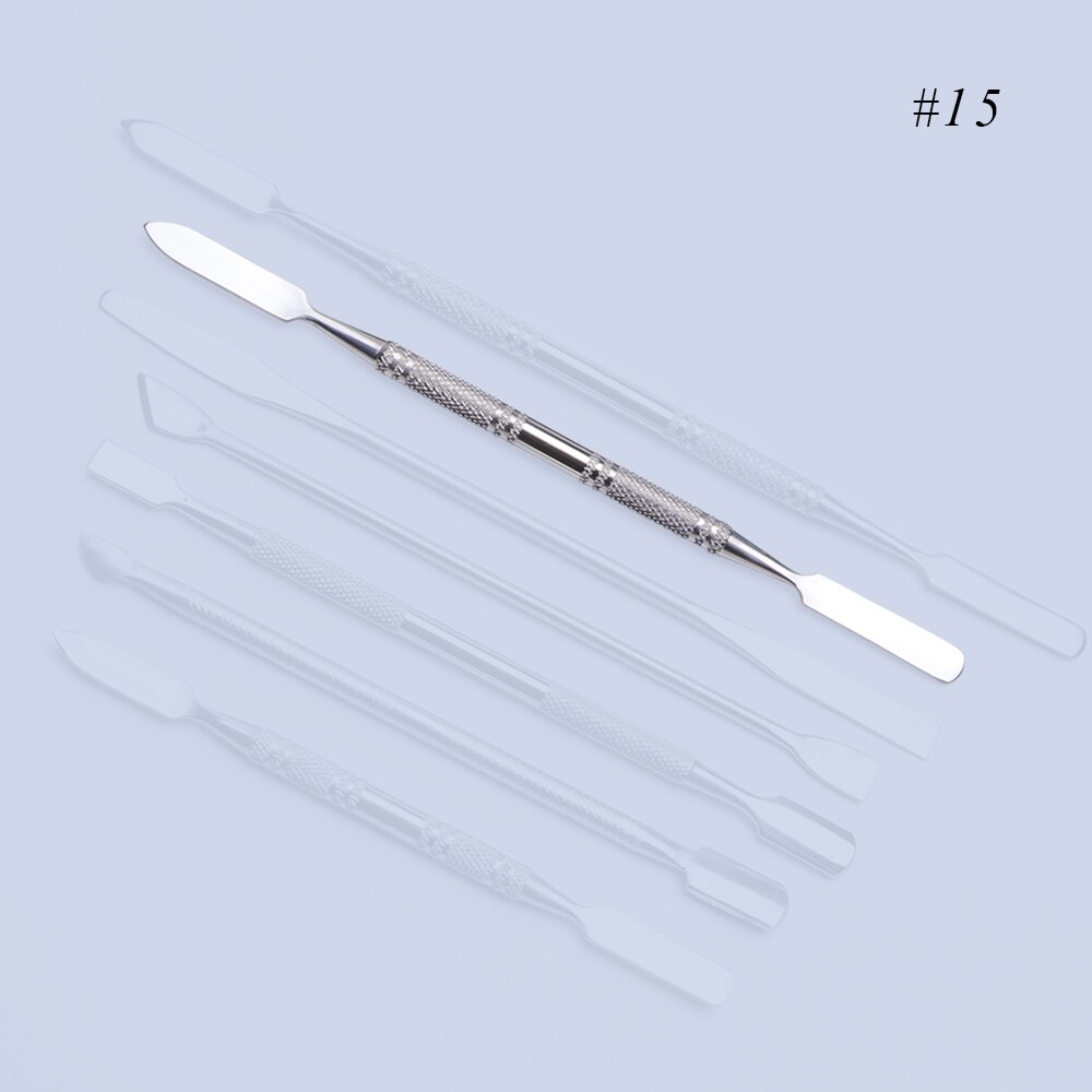 1pc 2 ways Stainless Steel Cuticle Cutter Nail Art Polish Tool Double Sided Pusher Remover Stirring Rod Manicure Cleaner SA809: 15