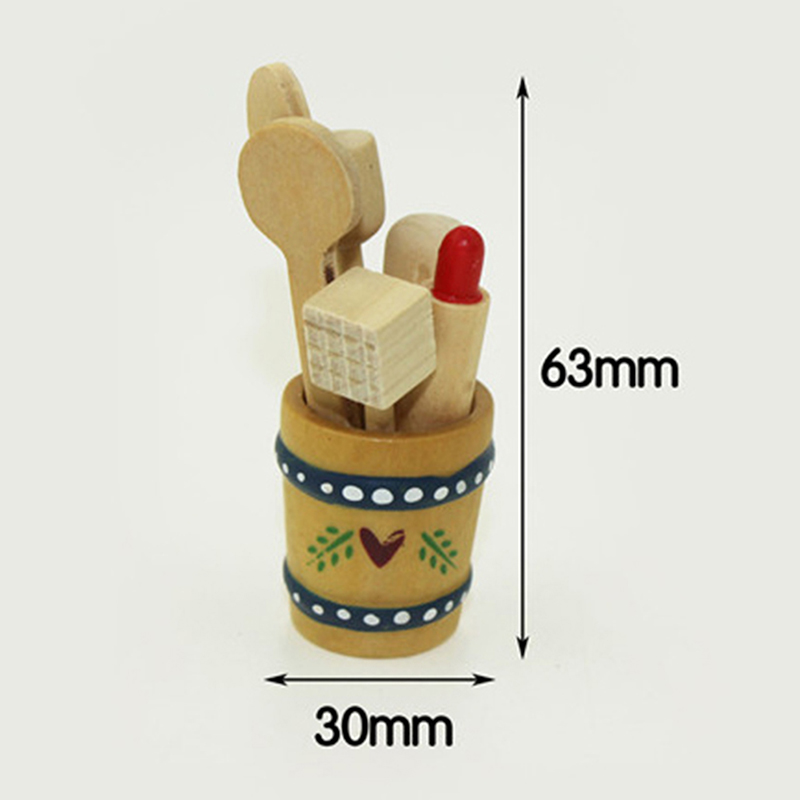 Mini Houten Keuken Keukengerei Simulatie Lepel Schop Model Speelgoed voor Poppenhuis Decoratie 1/12 Poppenhuis Miniatuur Accessoires