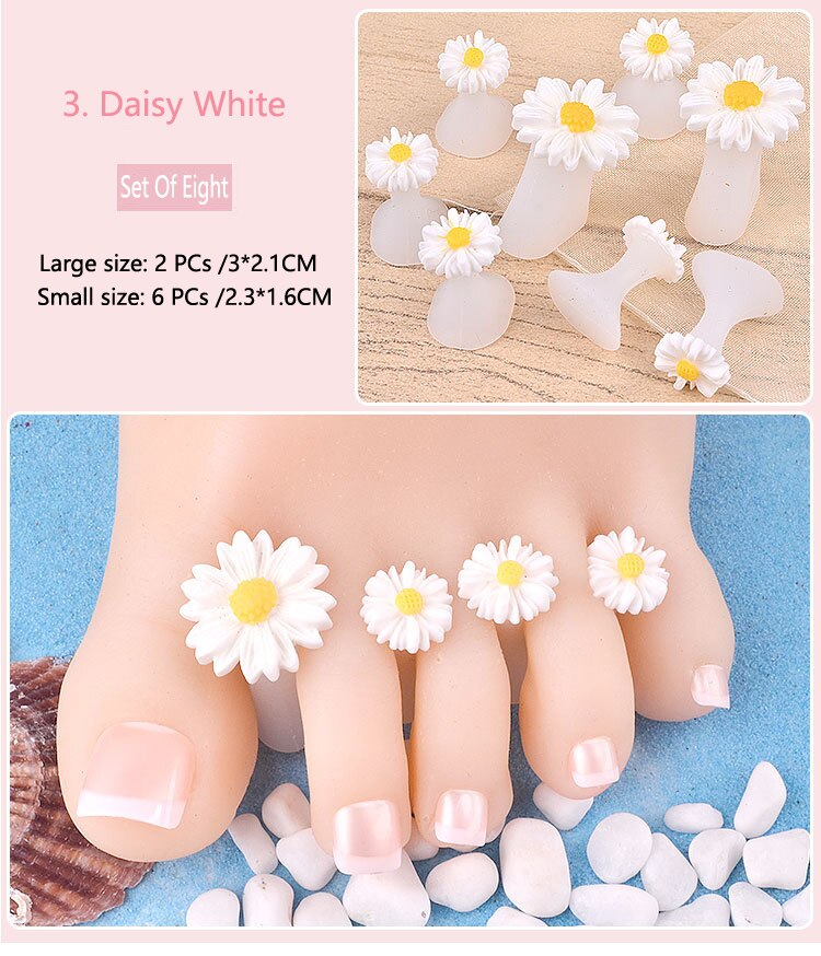 Separador de dedos del pie de silicona suave, modelado de flores para manicura y pedicura, herramienta artística para el cuidado de los pies, 8 Uds.: GJFZQ03