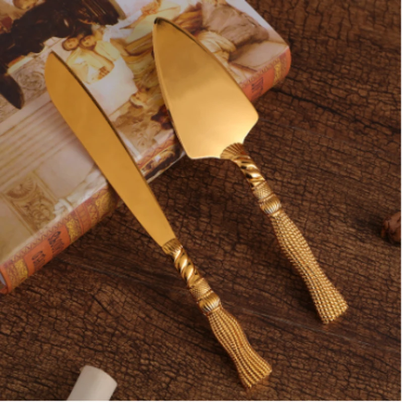 2 Stuks Bruidstaart Mes en Schop Pizza Broodmes Bruiloft Benodigdheden Taartmes Driehoek Brood Schop Bakken Tools