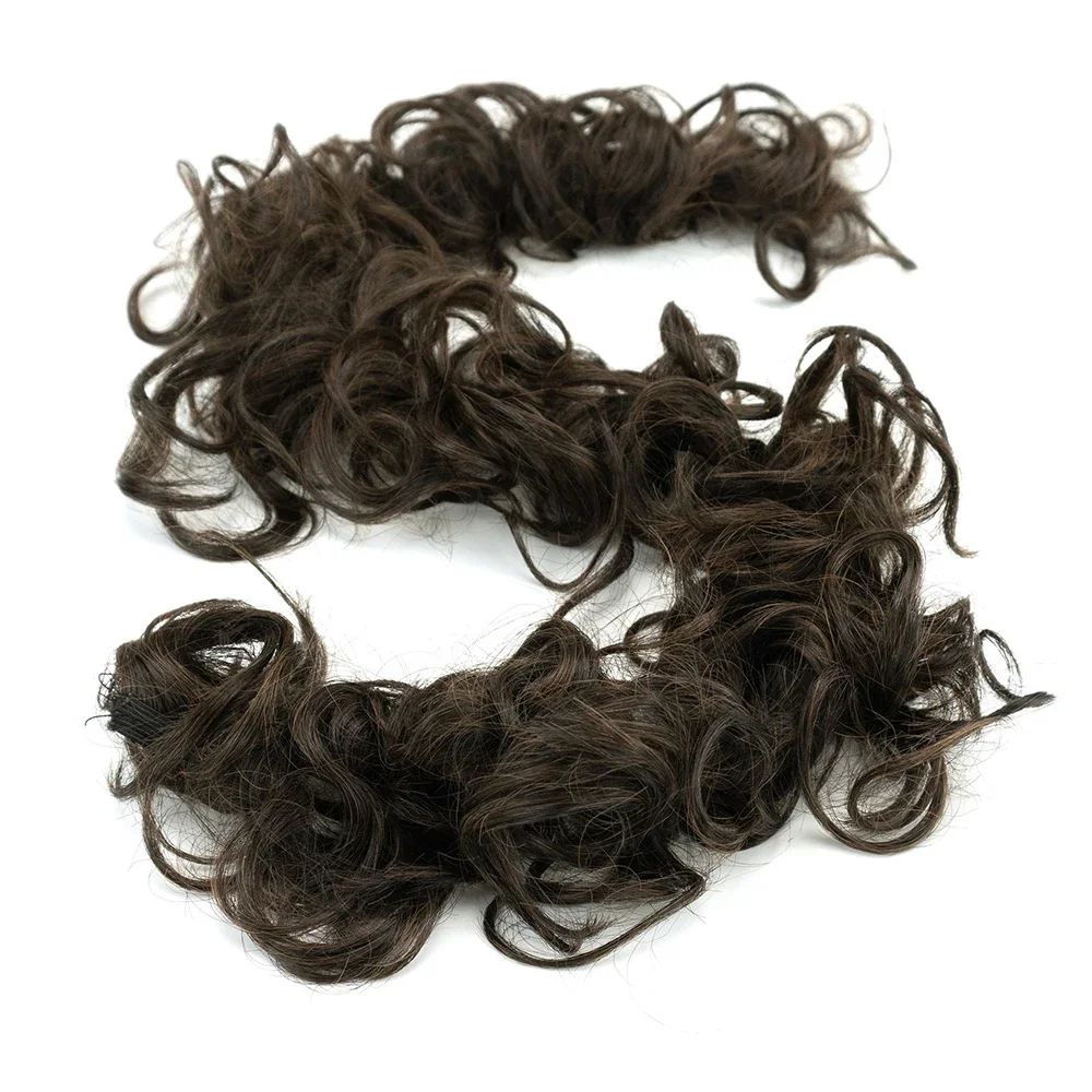 Chignon synthétique en désordre morceau de cheveux bouclés ondulés chouchous Extensions longues Extensions de queue de cheval queue de cheval envelopper autour du chignon cheveux: Bleu