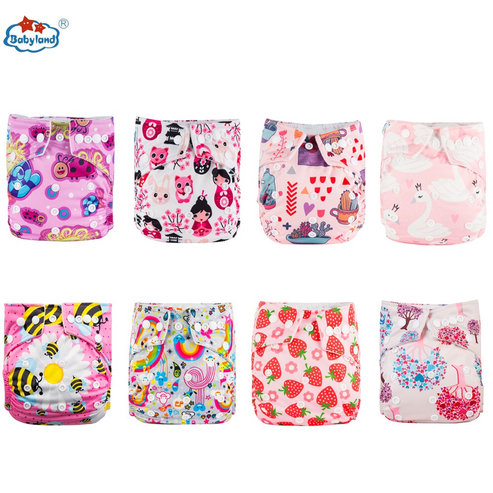 Babyland Umweltfreundliche Baby Tuch Windeln 8 teile/los Baby Windel Drucke Mehrweg Tasche Windel Für Baby 0-2 jahre/3-15KG: Girl A 8pcs