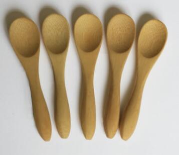 (100 st ) 9cm bambu dessert sked gaffel baby barn använder mini bambu skedar bambu gafflar: 100 st skedar