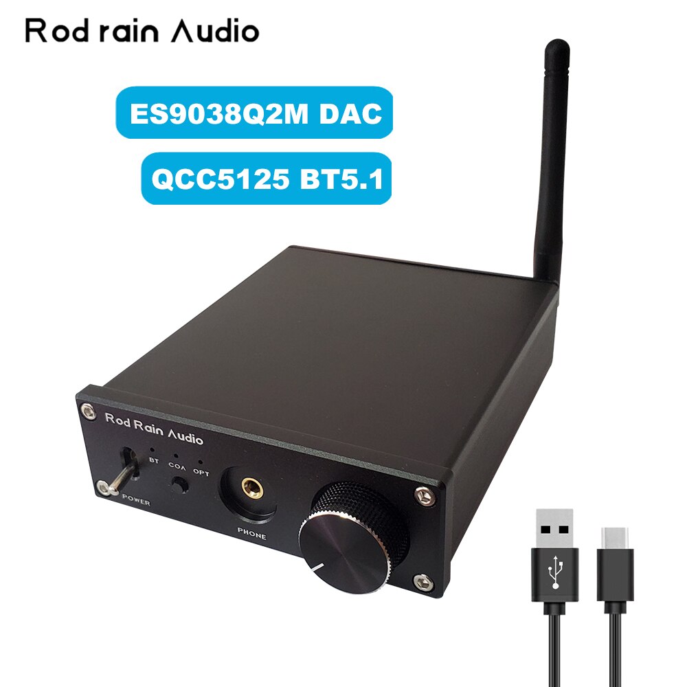 Rod Rain Audio ES9038Q2M DAC QCC5125 Bluetooth 5.1 APTX-HD LDAC aptx-amplificatore per cuffie con decodificatore Audio adattivo