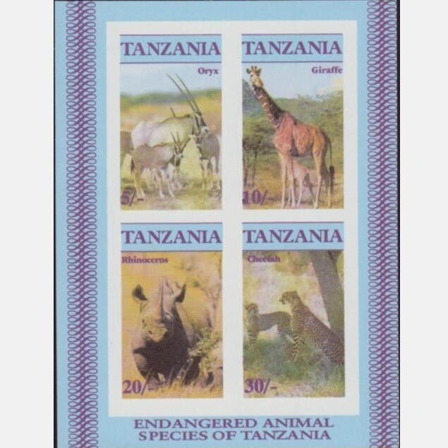 Tanzania 1986 Giraffe Neushoorn Antilopen Luipaard Post Postzegels Postzegels Collection