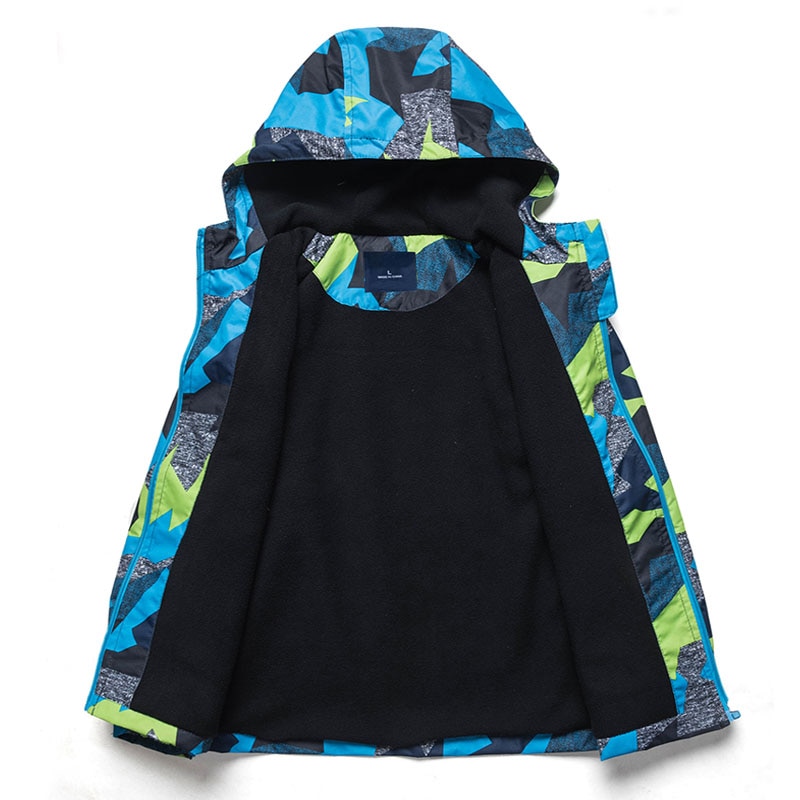 herbst Winter Jungen Windjacke Jacken Polar- Vlies Mäntel freundlicher Oberbekleidung Sport hoodie Kleidung Doppel-Deck Wasserdichte Jacke