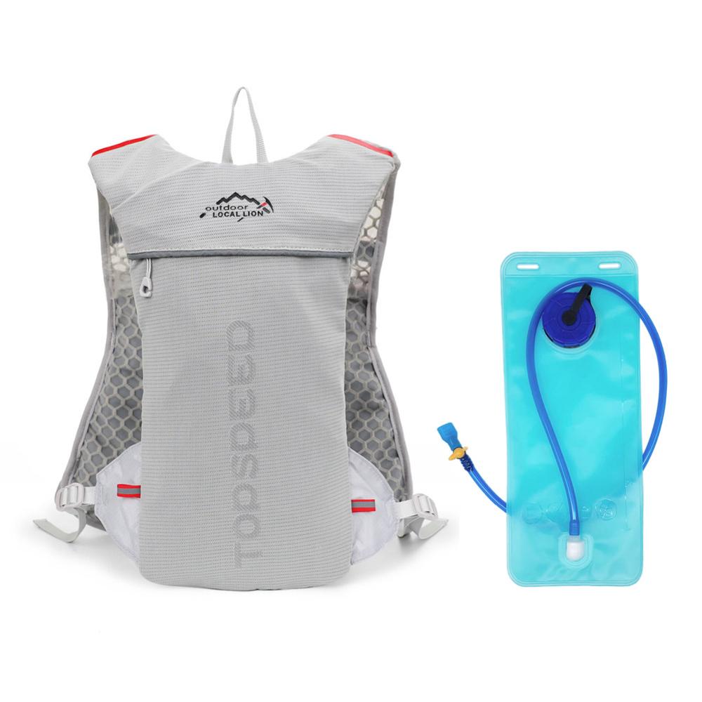 Outdoor Trail Running Hydratatie Rugzak Waterzak 2L Voor Mannen Vrouwen Camping Jogging Sport Marathon Pack Waterzak Zachte kolf: Grey and water bag