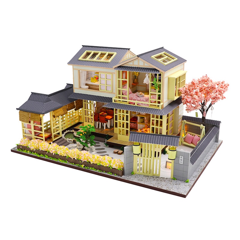 Bricolage maison de poupée Miniature Kit maison de poupée meubles 1:24 3D à la main en bois modèle Vintage assemblage jouets d'anniversaire pour les enfants