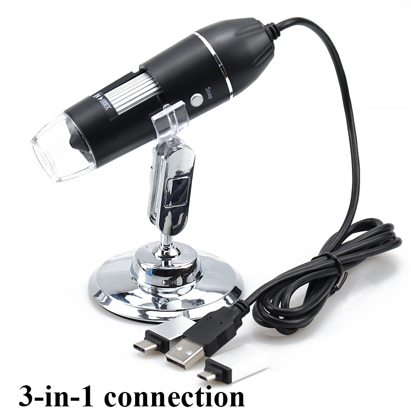 1600X USB Digital Microscope 8 LED Portable Microscopio With Bracket Electron Microscopes For Android IOS iPhone iPad
