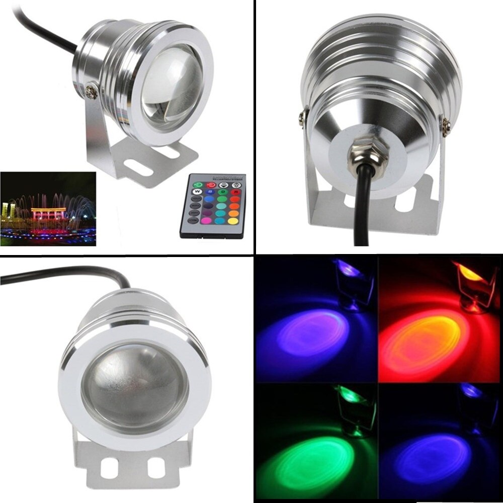 RGB 10W LED Underwater Light 12V Fishing lamp IP68 Waterproof 1000LM Underwater Fourtain Light Aquarium Led Underwater Lighting