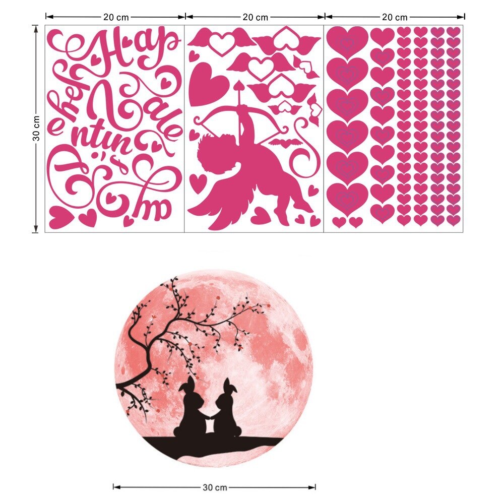 Autocollants fluorescents pour Couples, lettres d'amour qui brillent dans la nuit, pour de saint-valentin: love letters D