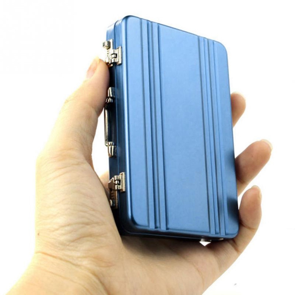 Rectangle Aluminum ID Credit Card Holder Storage Case Box Business Bank Card Holder Suitcase Shape Organizer 2022