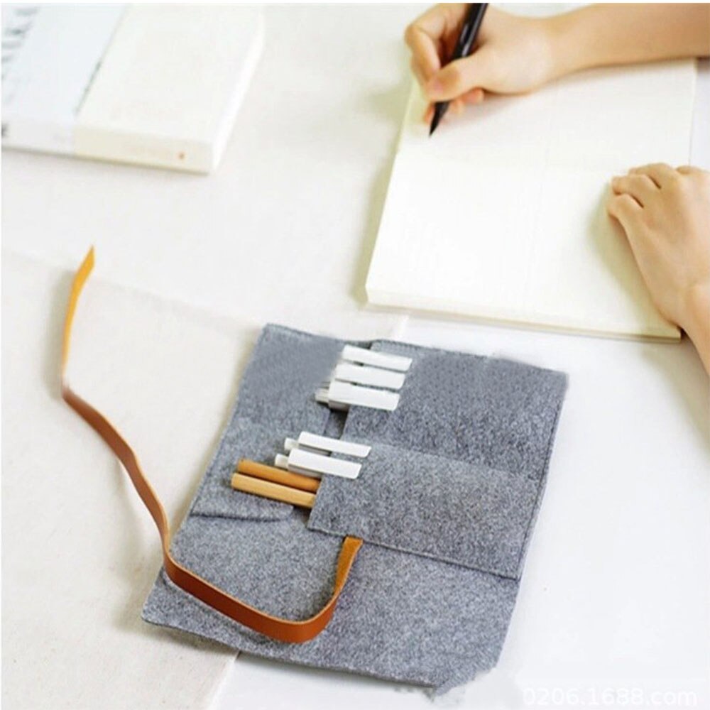 Draagbare Roll Etui Vilten Doek Potlood Tas Voor Meisjes Jongens Leuke Grote Pen Box Briefpapier School Office Supplyies