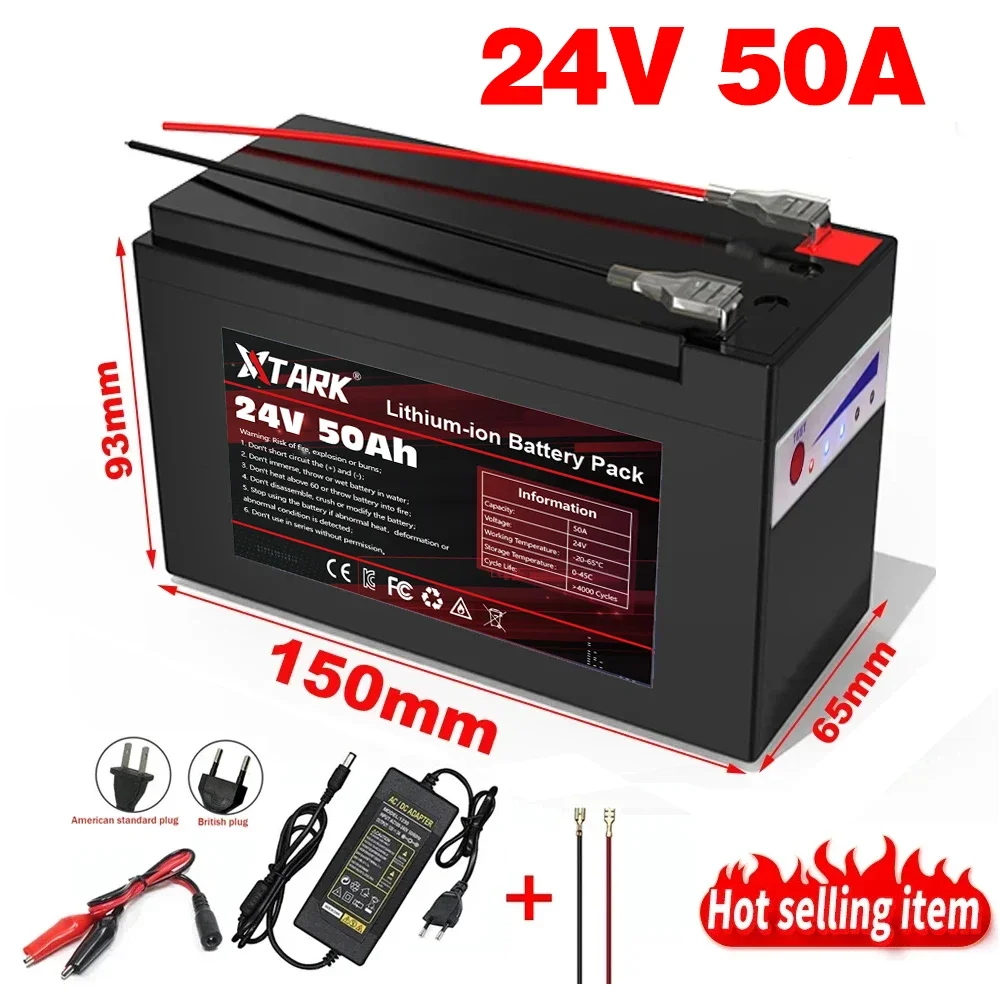 Bloco 18650 3S6P 24V 120Ah da bateria de lítio, 30A incorporado BMS, para a energia solar, veículo elétrico, bateria do Li-íon, carregador 12.6V, novo: Preto