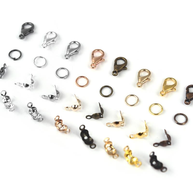 Cierres de langosta de acero inoxidable, anillos abiertos para saltar, cubiertas de cuentas de engarce, conectores de extremo de collar, suministros para accesorios de joyería Diy