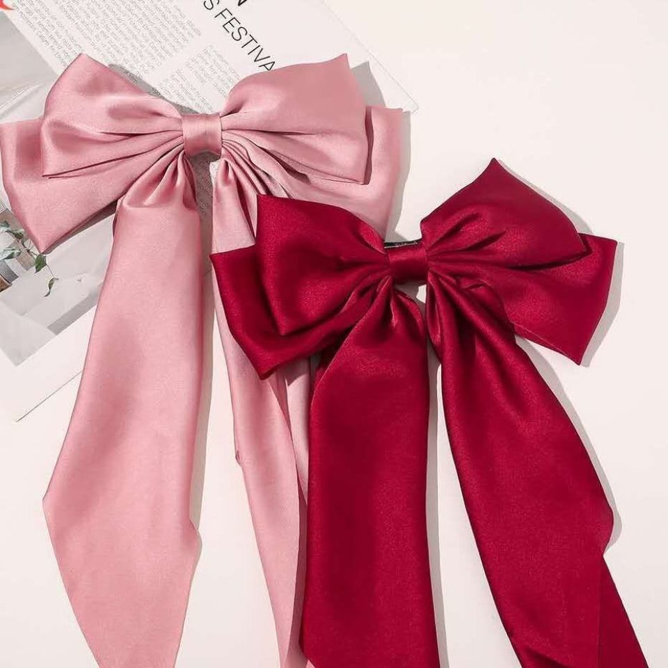 Pinza para el pelo con lazo de gasa para mujer, pasadores de horquilla con lazo grande para niña, Clip para cola de caballo de Color sólido, accesorios para el cabello,: Amarillo claro