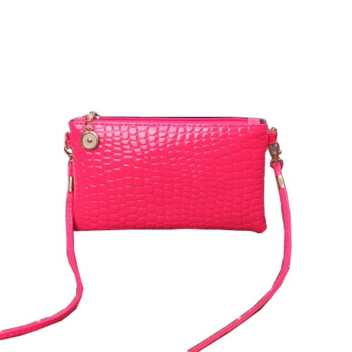 Dame lædertaske møntpunge cross body messenger taske kvinder skuldertasker satchel taske håndtaske: Hot pink