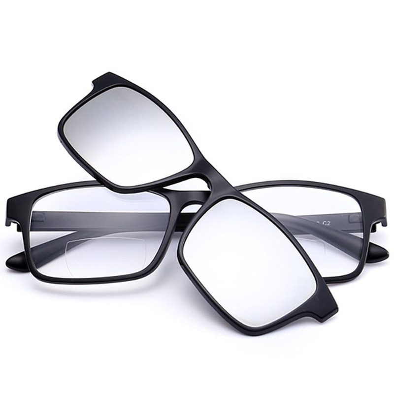 iboode Bifocal Reading Glasses With Magnetic Polarized Clip on Sunglasses Men Night Vision Drving Sunglasses Women 3 Lens