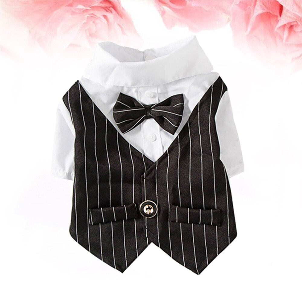 Overhemd bruiloft feest pak lente zomer jas schattige kleding voor hond huisdier kat (marine maat xs)