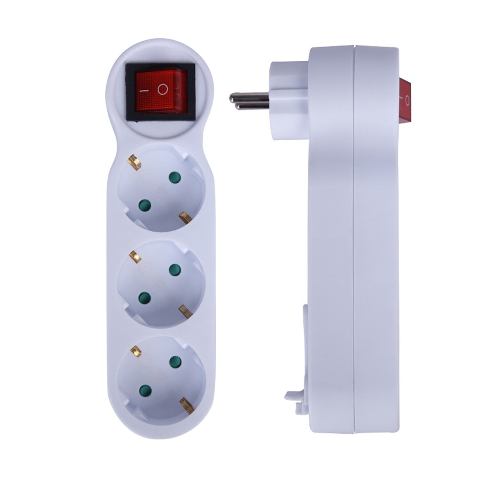Adaptateur de chargeur mural, 3 prises, 2 prises rondes, 3 trous, avec interrupteur, prise de courant blanche, Standard européen,: C