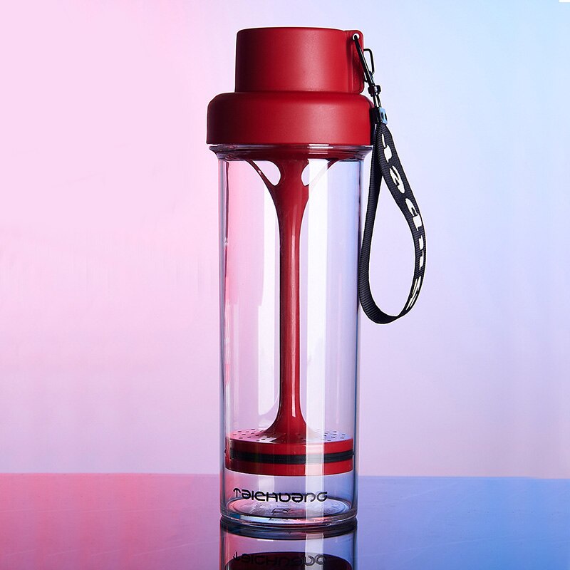 Nouveauté 4 couleur Streamer verre plastique 400ML longue crépine jus de citron TRITAN bouteille d'eau eau thé séparation tasse