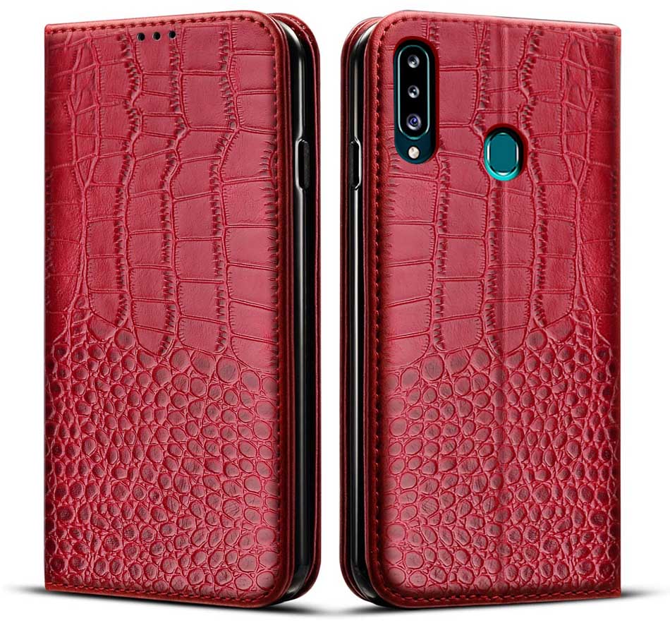 For Samsung Galaxy A20s Case flip leather Phone Case For Samsung A20s phone case Cover book wallet with card holder: Style 1 Red