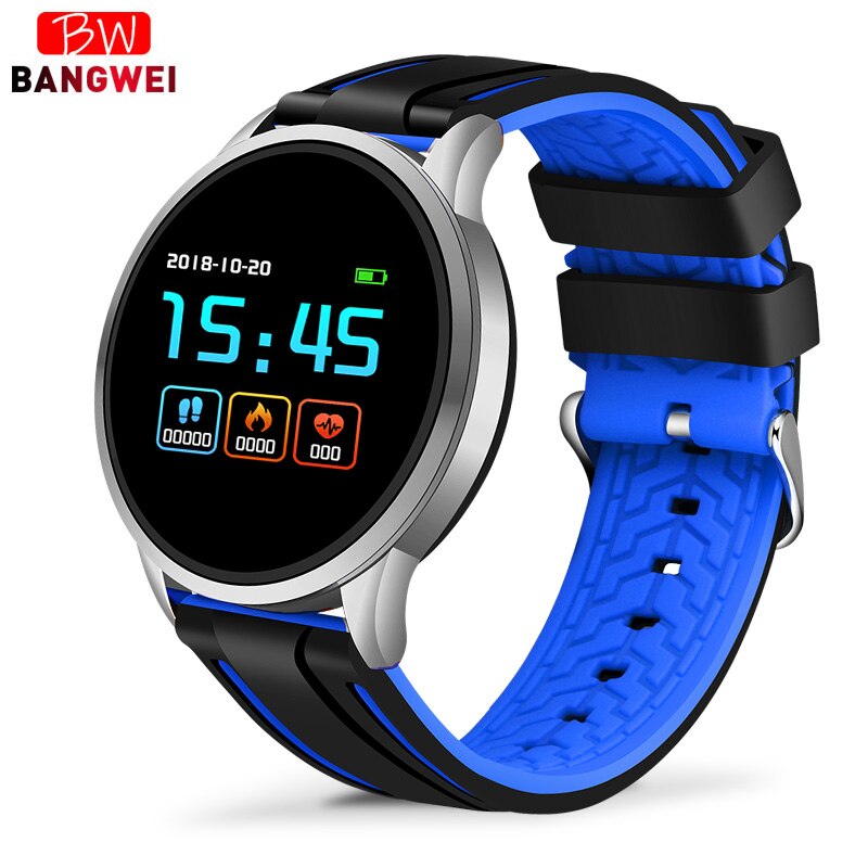 LIGE Neue smart wach frauen männer wasserdichte sport smartwatch Herz rate monitor blutdruck funktion Schrittzähler Fitness tracker: Silver blue