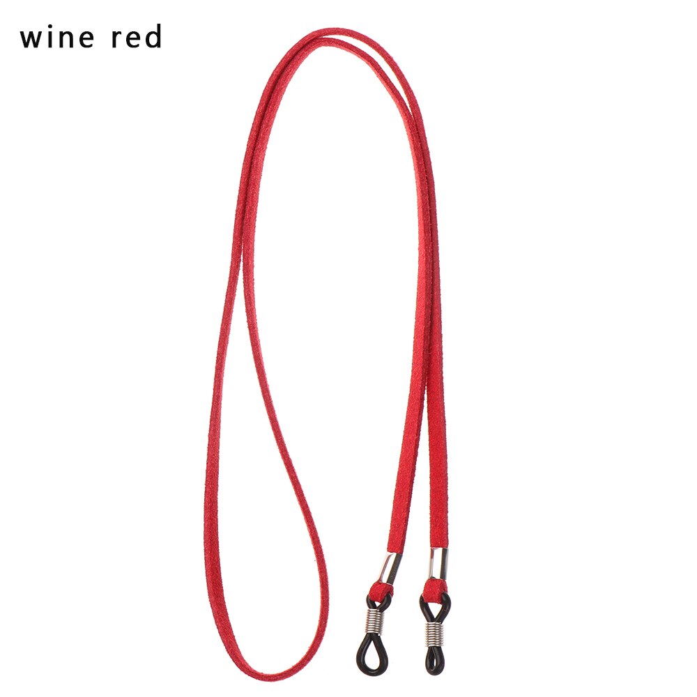 70cm Leather Strap Glasses Lanyard Women&#39;s Neck Cord Solid Color Glasses Chain High Elasticity Sunglasses Rope Eyewear Holder: wine red