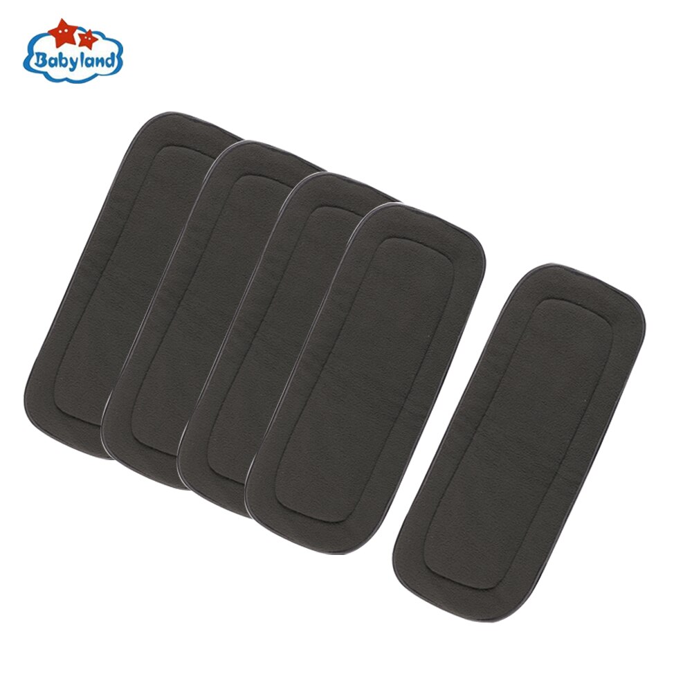 Fralda Ecologica Babyland Eco-Friendly Bamboo Charcoal Diapers 5pcs/set Washable Baby Nappy Pocket Diapers Covers For 3-15KG: Diaper Inserts 5pcs