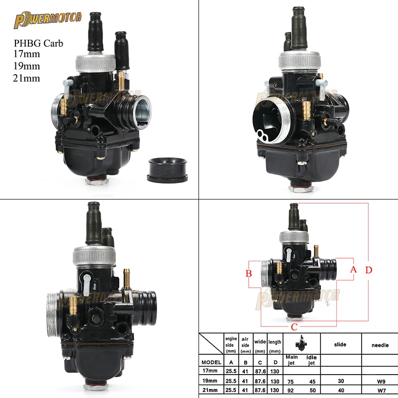 Dellorto motocykl PHBG gaźnik 17mm 19mm 21mm węglowodany dla 50cc 70cc 90cc BWS100 Puch Yamaha Zuma motocykl brud rower atv