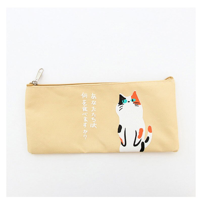 Schattige katten etui kawaii canvas etui met rits etui etui trousse scolaire pennenbakje voor school koreaanse schrijfwaren