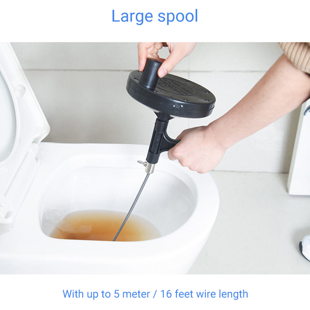 Auger-Cable Flexible de acero para fontanero, accesorio con carrete, manivela manual, para ducha, lavabo, drenaje de inodoro, Clog, plomería, limpiador de tubos de serpiente