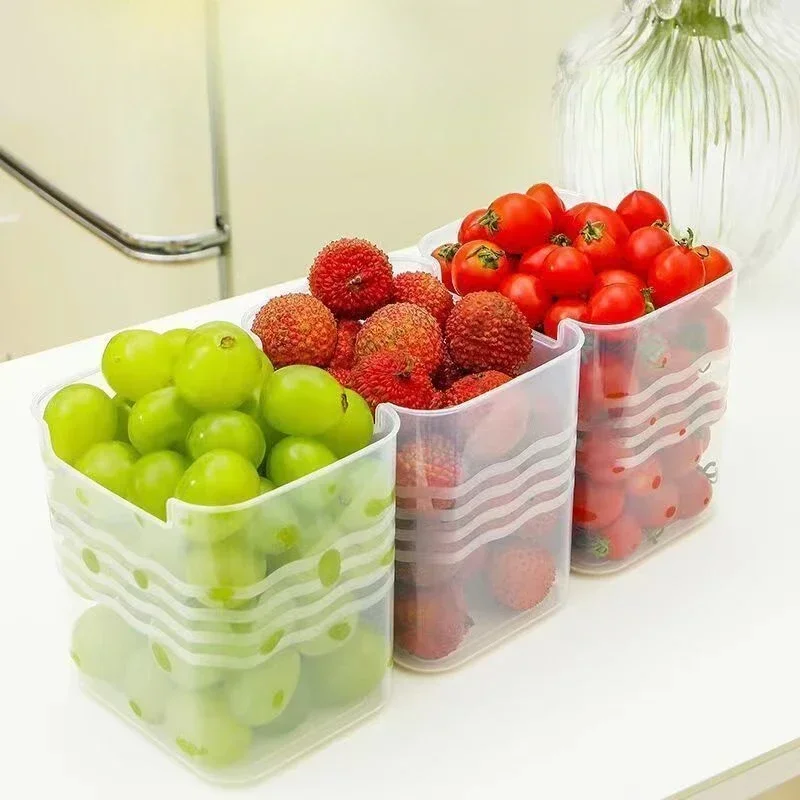 Caja de almacenamiento para refrigerador, organizador de alimentos frescos, almacenamiento en frío, verduras, frutas, especias, contenedor de alimentos, cajas de cocina para el hogar