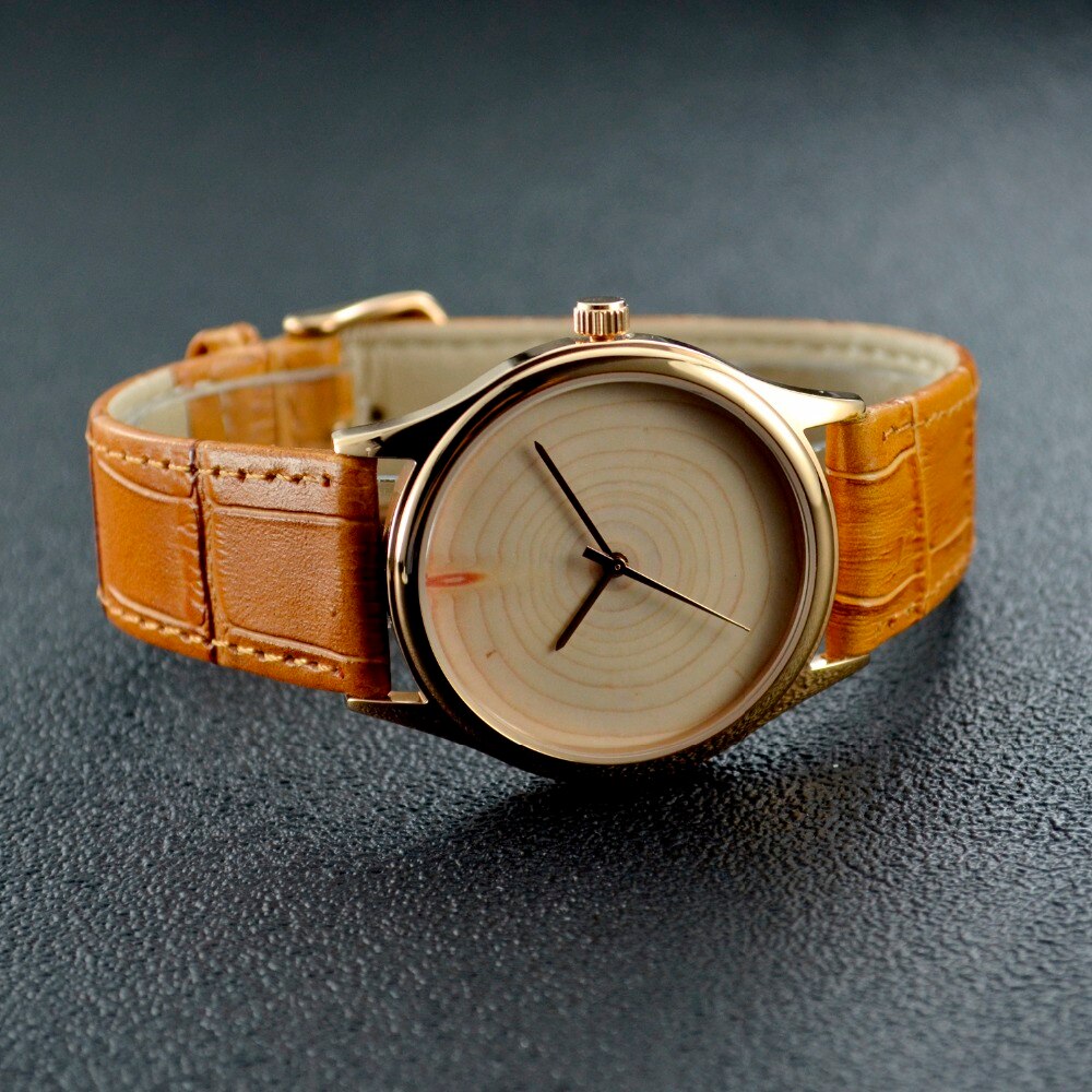 Boom Ring Horloge Rose Goud Unisex Wereldwijd