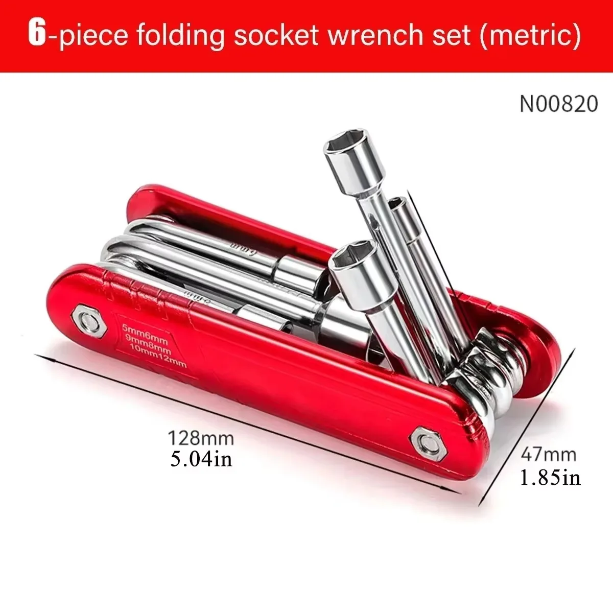6-in-1 opvouwbare dopsleutelset Compacte moerhuls Driver Draagbare inbussleutel Huisreparatie Handgereedschap Multitool-schroevendraaiers: Default Title