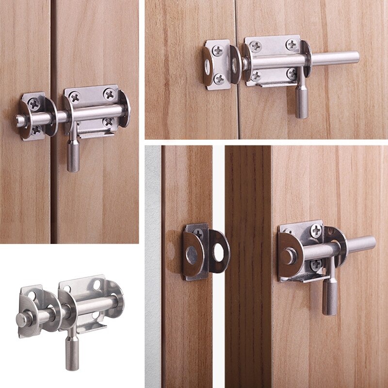 Stainless Steel Sliding Hasp Latches Door Chain Locks Bathroom Door Window Cabinet Fitting Slide Bolt Latch Security Tools K802