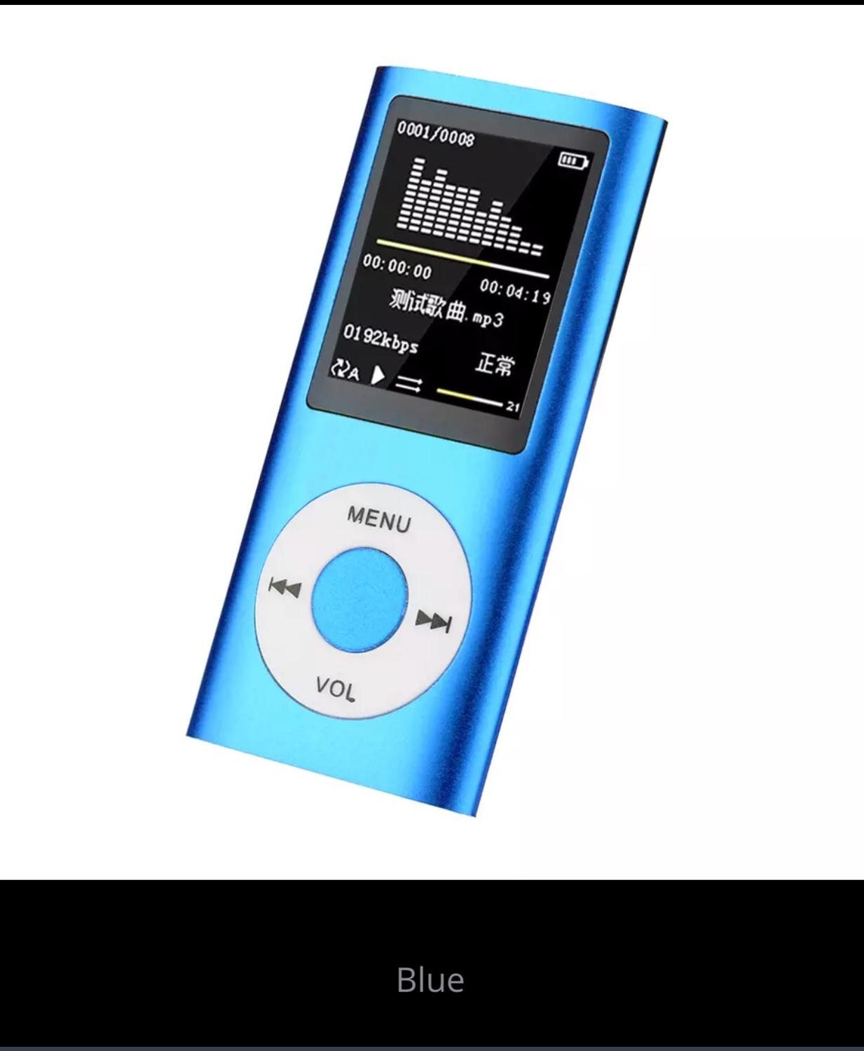 Tarjeta de deporte cute FM radio Mp3 Mp4 player portátil con 1,8 "LCD soporte para música video media Mp3 Mp4 player para IPod style: blue / 16 GB